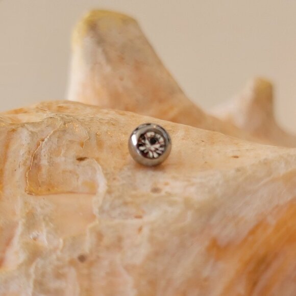 14G Flower snowflake clear gem belly ring stainless steel - Picture 7 of 7